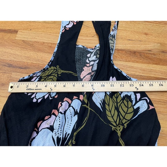Free People Someone Like You Women's Dress Slip Mini Peplum Hem XS Black Floral - Picture 4 of 7